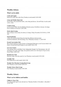 Woodley Library October to December 2018