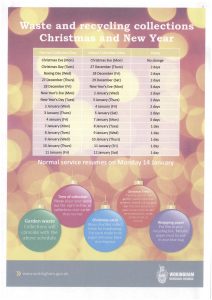 Woodley waste collection Christmas 2018