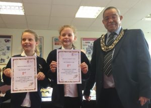 Woodley schools bake off winners with Mayor Rahmouni