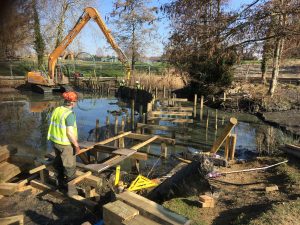 Woodford Park lake boardwalk foundations