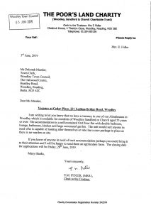 Almshouse vacancy in Woodley