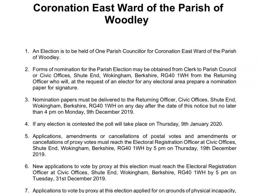 notice of election Woodley