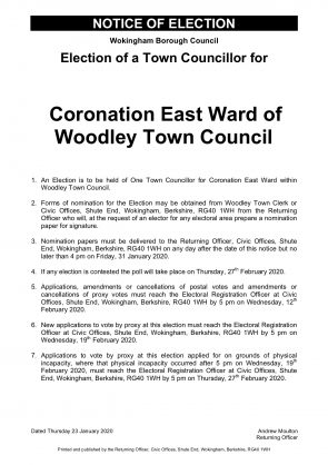notice of election Woodley town council