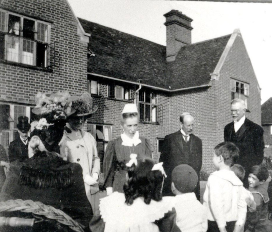 Matron Miss Pantin with Princess Victoria and resident Leslie G Andresen looks on