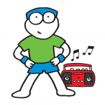 Musical exercise class cartoon