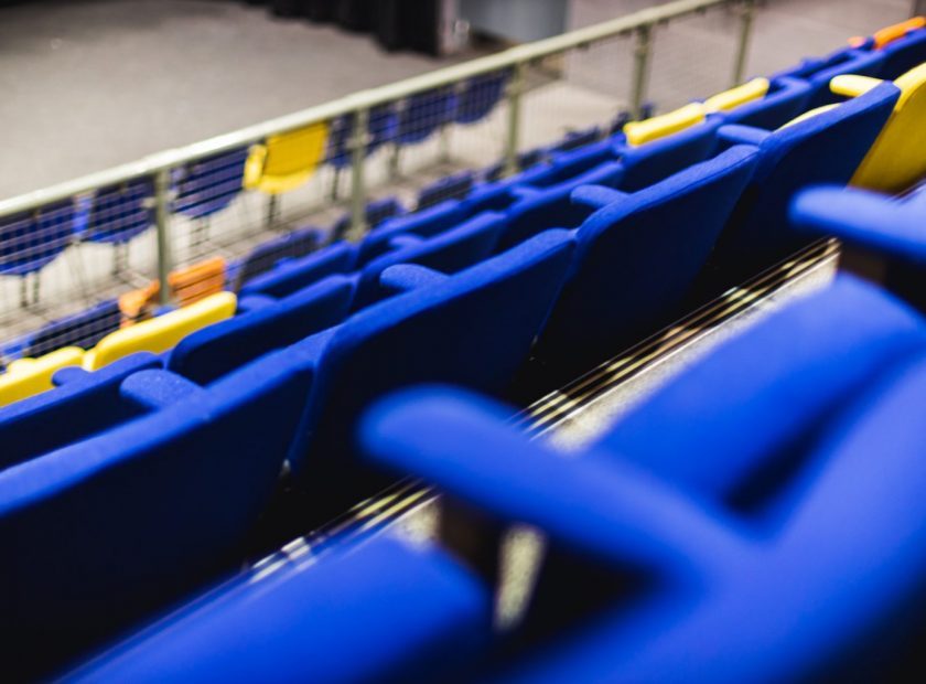 Blurred, close up image of seats at the Alan Cornish Theatre in the Oakwood Centre, Woodley
