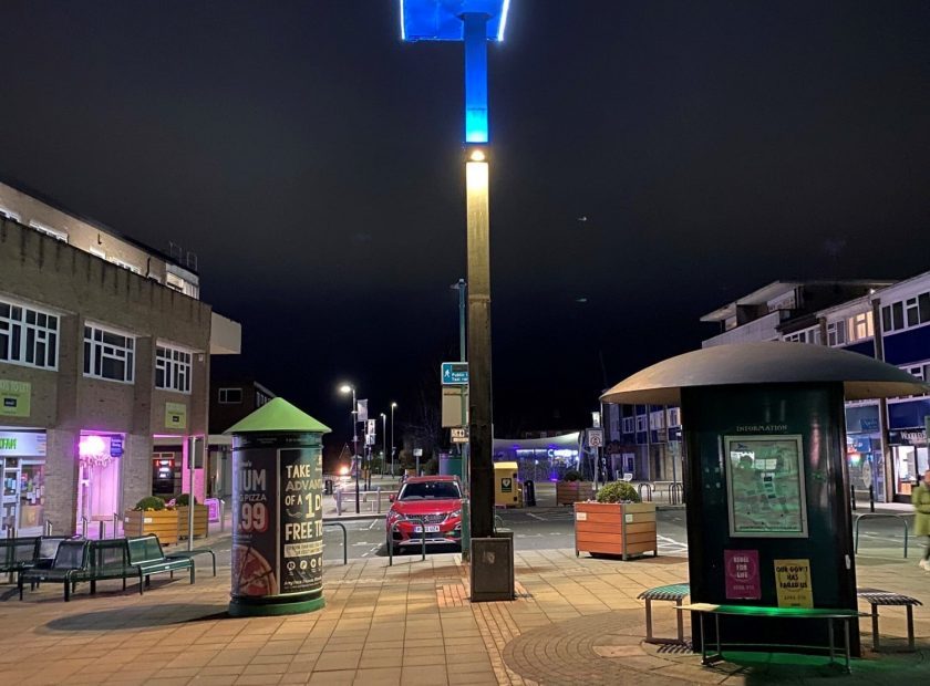 woodley town centre at night