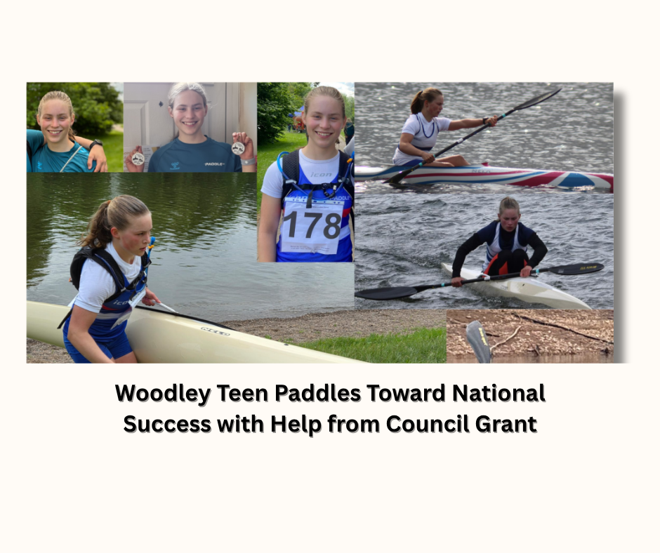 Ruth Shephard using the Council's grant to help her in kayaking competitions