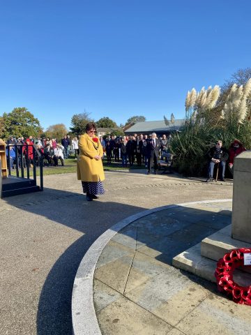 Councillor Juliet Anderson Deputy Town Mayor wreath laying - November 2023